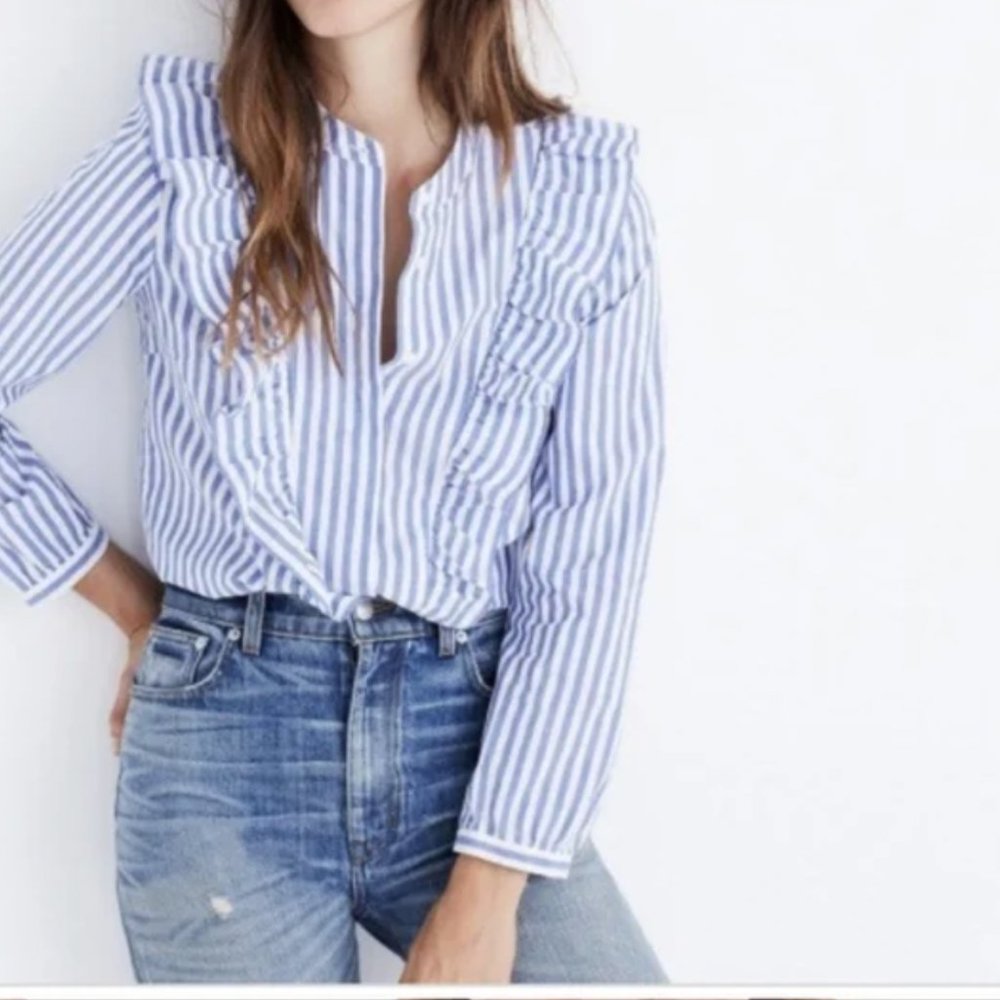 Madewell Whitney Striped Ruffle Blouse